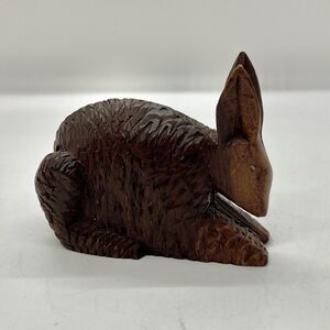 Vintage Hand Carved Wood Jack Rabbit Figurine Southwestern Folk Art